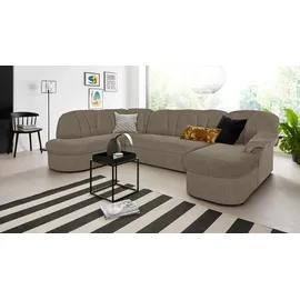 DOMO collection Wohnlandschaft DOMO COLLECTION "Pegnitz, zeitlos&modern, elegante Rückensteppung, Breite 292cm, U-Form", braun (schlamm), B:292cm H:82cm T:180cm, 95% Polyester, 5% Nylon, Sofas, Wohnlandschaft, wahlweise mit Bettfunktion