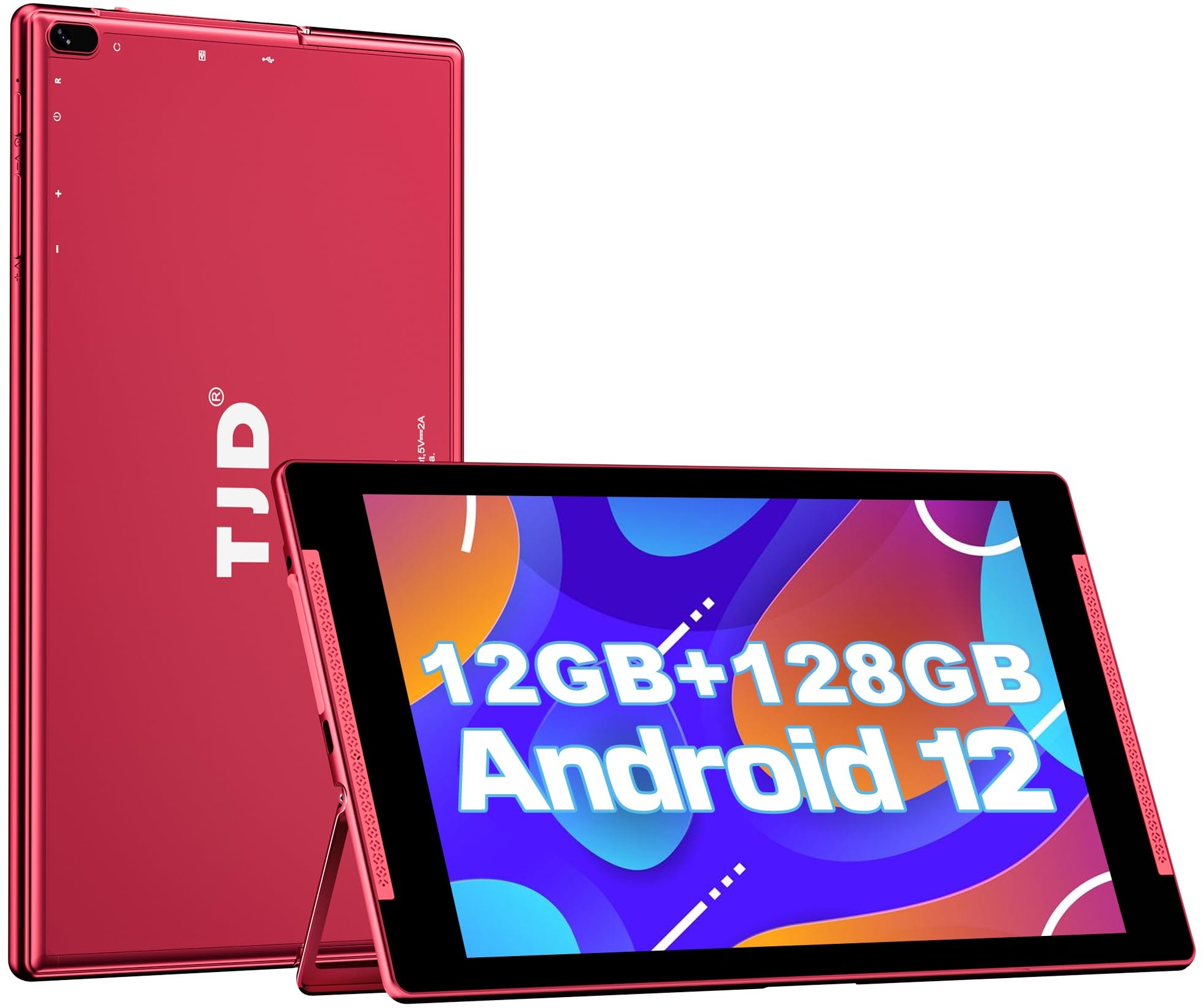 Android 12 Tablet 10,1 Zoll,12GB RAM,128GB ROM,Unterstützt 512GB Erweiterung,IPS Full FHD Touchscreen,8MP+2MP Kameras,Wi-Fi| Bluetooth,6000mAh,Google GMS,2 Lautsprecher