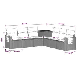 vidaXL Sofa Set 7-tlg. Beige/Grau Loungesofa