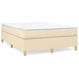 vidaXL Boxspringbett mit Matratze Creme 140x200 cm Stoff