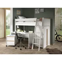 Vipack Set:Hochbett 90 x 200+Wäscheschrank+Schreibtisch+Rollcontainer- Kinderzimmer
