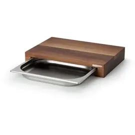 Continenta Schneidebrett Walnuss mit Edelstahl-Schublade 39 x 27 cm Braun