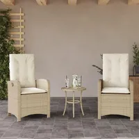Festnight Polyrattan Gartenstuh 2er Set Hochlehner Verstellbar, Gartenmöbel Set mit 2 Sessel, Rattan Gartensessel mit Sitz- und Rückenkissen, abziehbarer und waschbarer Bezug - Beige#2
