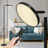 TONFFI LED Stehlampe Wohnzimmer, 18W Dimmbar Stehleuchte mit Fernbedienung Touch-Schalter, 1000LM Deckenfluter Schwarz 3000-6000K 5 Farbtemperatur & 9 Helligkeitsstufen Leselampe für Schlafzimmer Büro