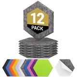 Hexagon Akustikplatten selbstklebend 12 Stücke, TONOR Schallabsorber Schallschutz mit Hochdichte Wandfliesen Schall Dämmung 30x26x0,9cm für Studio, Akustische Behandlung und Wanddekoration Dunkelgrau