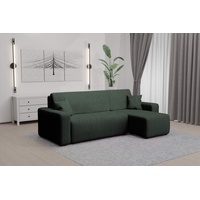 Compleo Ecksofa mit Schlaffunktion und Bettkasten LAGAS, Cordstoff, Breite: 244 cm, Made in Europe, Modern Wohnzimmer grün