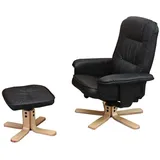 Mendler Relaxsessel M56 Kunstleder 80 x 100 x 80 cm Schwarz mit Hocker