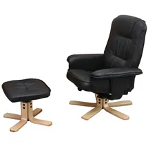 Mendler Relaxsessel M56 Kunstleder 80 x 100 x 80 cm Schwarz mit Hocker
