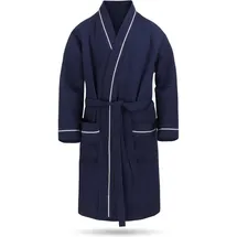 Normani Herren Morgenmantel mit Waffel-Piqué Bali in Navy | Gr.: XXL