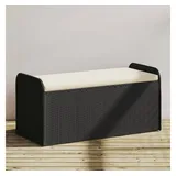 vidaXL Sitzbank mit Stauraum & Kissen Schwarz 115x51x52 cm Poly Rattan
