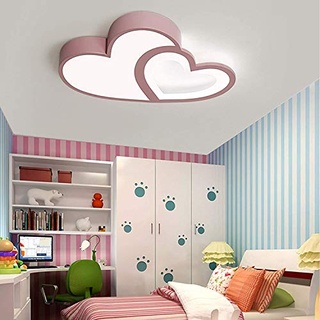 LED Kinder Deckenleuchte Cartoon Lampe Kinderzimmerlampe Design Acryl Hölzern Lampeschirm Deckenlampe Zimmer Schlafzimmer Dimmbar Mit Fernbedienung Jungen Mädchen Moon Sternuniversum Kronleuchter,Rosa