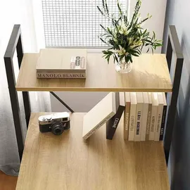 seddō Schwarzer Loft-Computertisch mit Metallregalen für Büro oder Schule - Schwarz