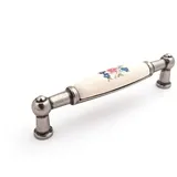SOTech Möbelgriff Porzellangriff Landhaus BA 96 mm Cremefarbig/Altsilber 96 x 0