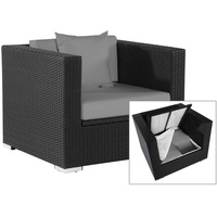 OUTFLEXX Sessel, schwarz, Polyrattan, inkl. Polster und Kissen, wasserfeste Kissenbox