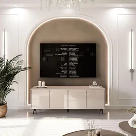 lookway SANAYI TV-Schrank 156x54x38 cm Beige Kunststoff/Metall/Holzwerkstoff