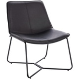 SVITA RON Loungesessel Cocktailsessel Clubsessel ohne Armlehnen Metall-Gestell Leder-Optik Schwarz