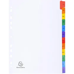 Exacompta Register numerisch bedruckt, weißer Karton 160g/qm, 12 Taben, Jan.-Dez., DIN A4