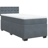 vidaXL Boxspringbett mit Matratze Dunkelgrau 90x200 cm Samt