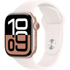 Apple Watch Series 10 GPS + Cellular 42 mm Aluminiumgehäuse roségold Sportarmband blassrosa S/M