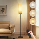 CRLL Stehlampe für Wohnzimmer Schlafzimmer Büro, Moderne Stehlampen mit Fernbedienung & Fußschalter, 2700K-6500K Stufenlos Dimmbar Leselampe mit Leinenschirm, Stehlampe mit Nachtlicht & 1H Timer