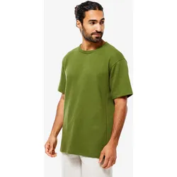 T-Shirt Yoga strukturiert Bio-Baumwolle Herren - grün, grün, L