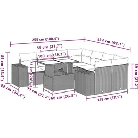 vidaXL Gartensofa-Set 9-tlg. grau