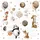 Muralo Aufkleber, Orange, Braun, Weiß, Beige, Grau, Schwarz, Papier, Tiere, Märchen/ Fantasie, Rechteckig, 120x60x1 cm, Tapeten - Wandverkleidungen, Wandtattoos - Sticker