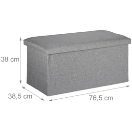 Relaxdays Truhenbank Gepolstert Grau 38 x 76,5 x 38,5 cm