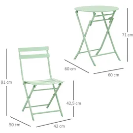 Outsunny Bistro-Set 3-tlg. grün klappbar