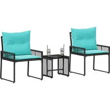 vidaXL Gartenlounge Set 7-tlg. Schwarz/Türkis