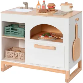 Musterkind Spielküche "Taxus, weiß/natur", weiß (weiß, natur), Spielküchen, KinderB:70cm H:62cm T:39cm, Holz, B:70cm H:62cm T:39cm