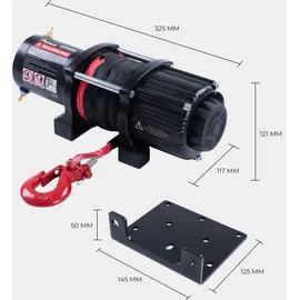 Rotfuchs Elektrische Seilwinde 12 Volt - 4500 LBS Motorwinde Seilzug, Zugwinde mit Fernbedienung, Power Offroad Winde 2041 kg, ATV UTV kompatibel