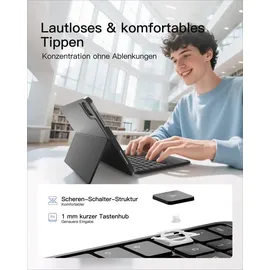 Inateck Hülle mit Tastatur für iPad 10/11 Generation, iPad Air 11" M3/M2, Pro 11 Schwarz