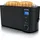 Arendo Toaster 4 Scheiben, Langschlitztoaster, Langschlitz, Edelstahl, 1500W, Display mit Restzeitanzeige, Brötchenaufsatz, Defrost Funktion, Wärmeisolierendes Gehäuse, Schwarz