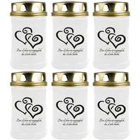 HS Candle Grabkerze GK-04210 (6-tlg), Grabkerze Brenndauer 48 Stunden mit Motiven