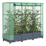 vidaXL Hochbeet mit Gewächshaus-Aufsatz Rattan-Optik 120x40x123 cm
