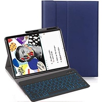 YHFZR Tastatur Hülle für Samsung Galaxy Tab S6 Lite, [Deutsches QWERTZ] Slim Hülle mit 7 Farben Beleuchtung Kabellose Tastatur mit Schützhülle für Samsung Galaxy Tab S6 Lite 10,4'' P620/P619, Blau