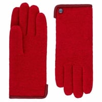 Roeckl Handschuhe Damen Wolle Leder-Paspel Red