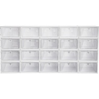 YESTAIM 20 Stück Schuhboxen Set Schuhkarton Schuhaufbewahrung Aufbewahrungsbox Schublade Stapelbar Mit Deckel Transparent Plastik Stapelbare Organizer