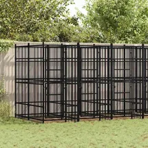 vidaXL Hundezwinger 11,06 m2 Stahl Schwarz