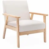 sweeek Sessel Skandinavisch Polyester 70 x 80 x 80 cm Creme mit Rollen