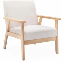 sweeek Sessel Skandinavisch Polyester 70 x 80 x 80 cm Creme mit Rollen