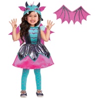 Amscan Kostüm Drachen Kostüm "Little Mystic Dragon" für Mädchen - Pink Türkis, Kinderkostüm blau 6-8 Jahre
