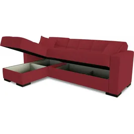 Dmora Schlafsofa mit umkehrbarer Halbinsel, mit 2 Kissen, rote Farbe, Maße 227 x 81 x 150 cm