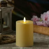 MARELIDA LED Kerze für Außen Garten Balkon flackernd H: 10cm D: 7,5cm outdoor Timer creme