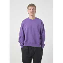 Strickpullover CLEPTOMANICX "Boxy Crewneck Ligull Boxy Crop", Herren, Gr. XL, lila (purpurviolett), 100% Baumwolle, bestickt, casual, kurz, Rundhals, Langarm, Pullover, mit lockerem Schnitt