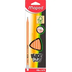 maped BLACK'PEPS Bleistifte HB naturbelassen mit Radierer, 6 St.