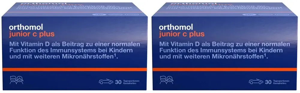 Orthomol junior C plus - mit Vitamin C als Beitrag zu einer normalen Funktion des Immunsystems - Waldfrucht-Geschmack - Kautabletten