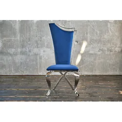 KAWOLA Stuhl AMALIA Esszimmerstuhl Barock Velvet blau