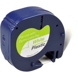 Label Band kompatibel zu Dymo 91221  schwarz auf weiß  12mm x 4m  Plastik